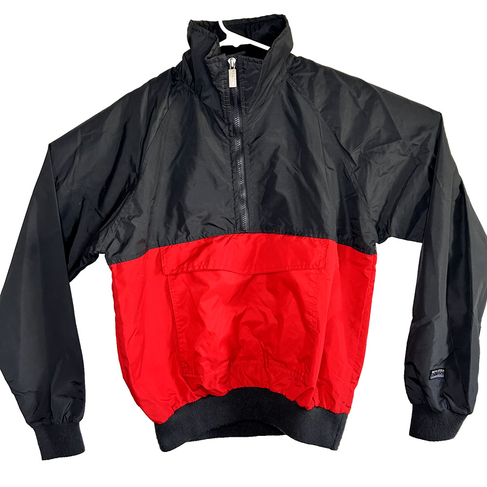 Vintage White Sierra Windbreaker Womens M Half Zip Colorblock Fall Jacket